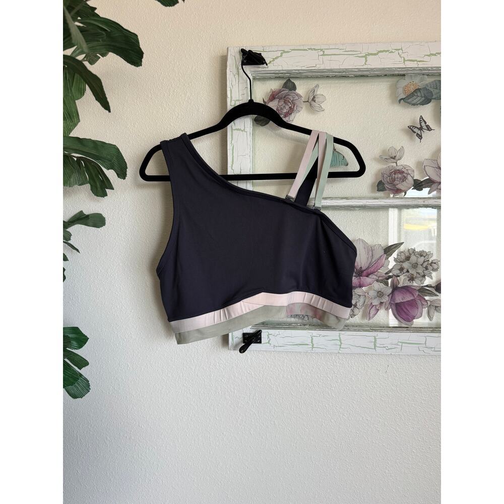 Fabletics One Shoulder Sports Bra XL Colorblock Strappy Activewear